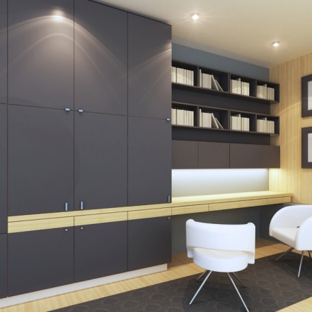 modern home office cabinets and workspace